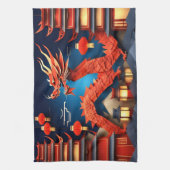 Chinese Origami Rode Draak Jaar KT Theedoek (Verticaal)