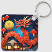 Chinese Origami Rode Draak Jaar Monogram SqK Sleutelhanger (Achterkant)