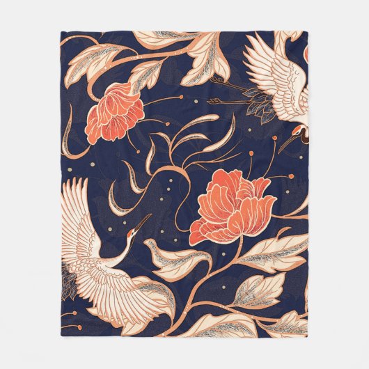 Chinese, oude, mooie bladen fleece deken (Voorkant)