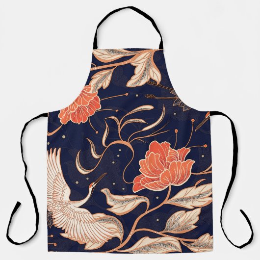 Chinese, oude, mooie bladen schort (Voorkant)