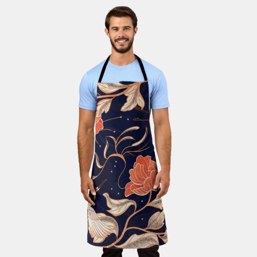 Chinese, oude, mooie bladen schort (Gedragen)