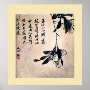 Chinese oude schilderijen, lychee poster