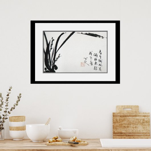 Chinese oude schilderijen, orchideeën poster (Keuken)