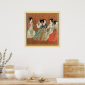 Chinese Oude Schilderkunst, dames Poster (Keuken)