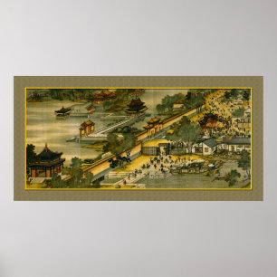 Chinese Ouderlijk schilderen, stad Poster