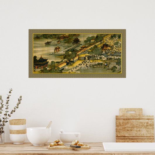 Chinese Ouderlijk schilderen, stad Poster (Keuken)