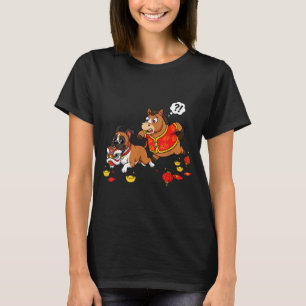 Chinese Paard Boxer Hond Grappige Kinderen Mannen T-shirt