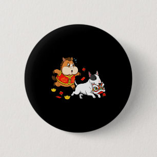 Chinese Paard Bull Terrier Kinderen Mannen Vrouwen Ronde Button 5,7 Cm