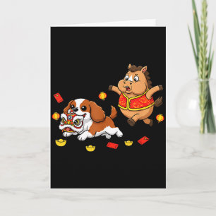 Chinese paard Cavalier King Charles Spaniel blij  Kaart