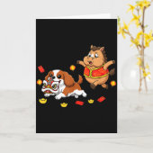 Chinese paard Cavalier King Charles Spaniel blij Kaart (Gele Bloem)