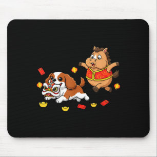 Chinese Paard Cavalier King Charles Spaniel Gelukk Muismat