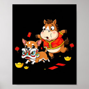 Chinese Paard Chihuahua Grappig Kind Mannen Vrouwe Poster