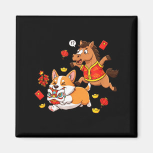 Chinese Paard Corgi Grappige Kinderen Mannen Vrouw Magneet