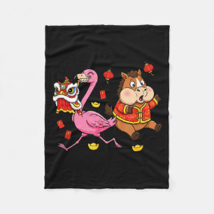 Chinese Paard Flamingo Grappig Kinderen Mannen Vro Fleece Deken