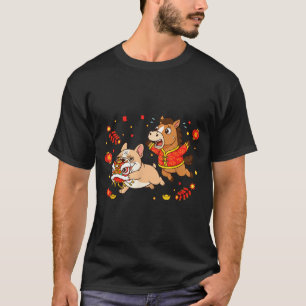 Chinese Paard Franse Bulldog Kinderen Mannen Vrouw T-shirt