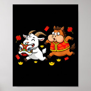 Chinese Paard Geit Grappige Kinderen Mannen Vrouwe Poster
