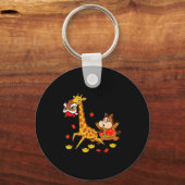 Chinese Paard Giraffe Grappig Kinderen Mannen Vrou Sleutelhanger (Voorkant)