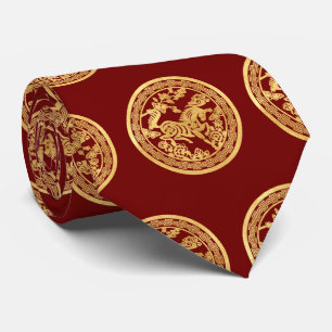 Chinese Paard goud papier-snijden stijl rode strop Stropdas