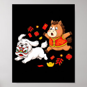 Chinese Paard Havanese Grappige Kinderen Mannen Vr Poster