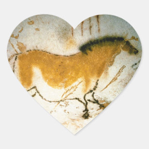 Chinese Paard,Lascaux Prehistorische Grotte Schild Hart Sticker