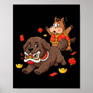 Chinese Paard Newfoundland Kinderen Mannen Vrouwen Poster