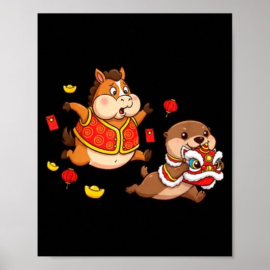 Chinese Paard Otter Grappige Kinderen Mannen Vrouw Poster (Voorkant)