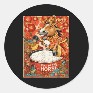 Chinese Paard Rijst van de Dierenriem Ronde Sticker