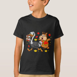 Chinese Paard Struisvogel Grappige Kinderen Mannen T-shirt