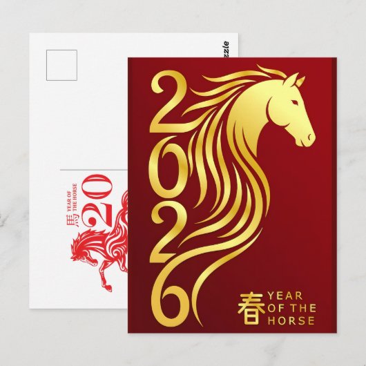 Chinese Paardjaar 2026-vieringen Briefkaart (Voorkant / Achterkant)