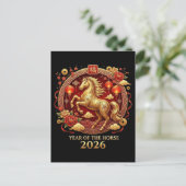 Chinese Paardjaar 2026-vieringen Briefkaart (Staand voorkant)