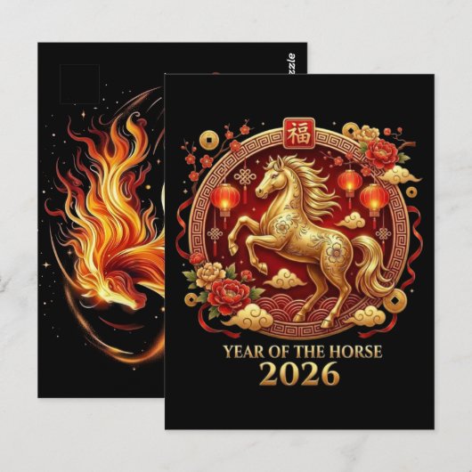 Chinese Paardjaar 2026-vieringen Briefkaart (Voorkant / Achterkant)