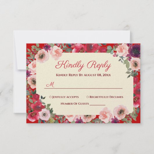 Chinese paarse bruintuintuin RSVP kaartje (Voorkant)