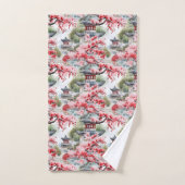 Chinese Pagoda Waterverf Patroon Bad Handdoek (Handdoek)