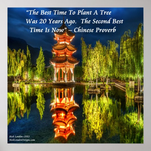 Chinese pagode en Natuur proverb Poster (Voorkant)