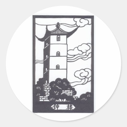 Chinese pagode ronde sticker (Voorkant)