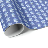 Chinese pagodes (op blauw) cadeaupapier (Rol Hoek)
