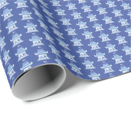 Chinese pagodes (op blauw) cadeaupapier