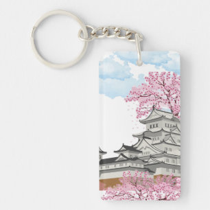 "Chinese Paleis met Sakurabomen – Elegante Oriënt Sleutelhanger