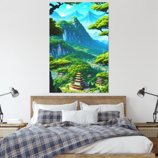 Chinese paleisvallei canvas afdruk (Insitu (Slaapkamer))