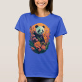 Chinese panda bij zonsondergang met bloemen schatt t-shirt (Voorkant)