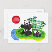 Chinese Panda-moeder en haar kubus Uitnodiging Briefkaart (Voorkant / Achterkant)