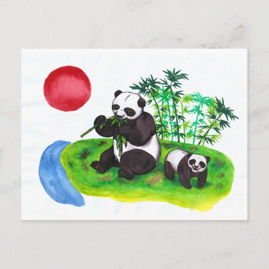 Chinese Panda-moeder en haar kubus Uitnodiging Briefkaart (Voorkant)