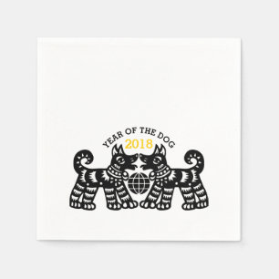 Chinese Papercut Earth Dog Year 2018 Paper Napkin Servet