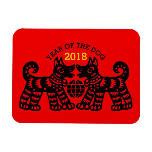 Chinese Papercut Earth Dog Year 2018 Photo Magnet Magneet (Horizontaal)