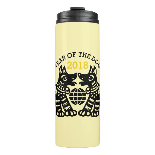 Chinese Papercut Earth Dog Year 2018 Thermal T Thermosbeker (Voorkant)