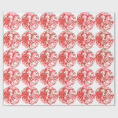 Chinese Papercut Rooster 2017 Wrapping Cadeaupapier (Vlak)