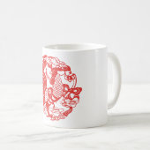 Chinese Papercut Rooster Jaar Zodiac Birthday Mok (Voorkant rechts)