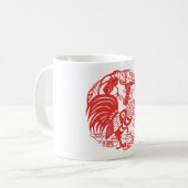 Chinese Papercut Rooster Jaar Zodiac Birthday Mok (Voorkant links)