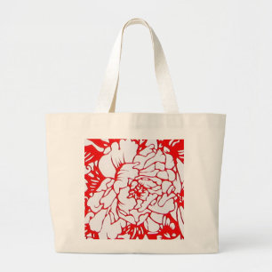 Chinese papierbesnoeiing pony in Red - Bag Grote Tote Bag