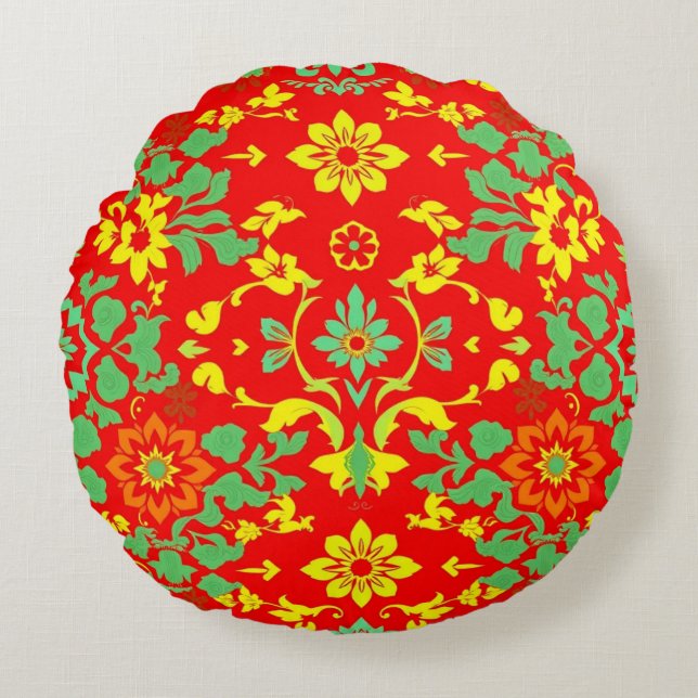 chinese pattern pillow rond kussen (Voorkant)